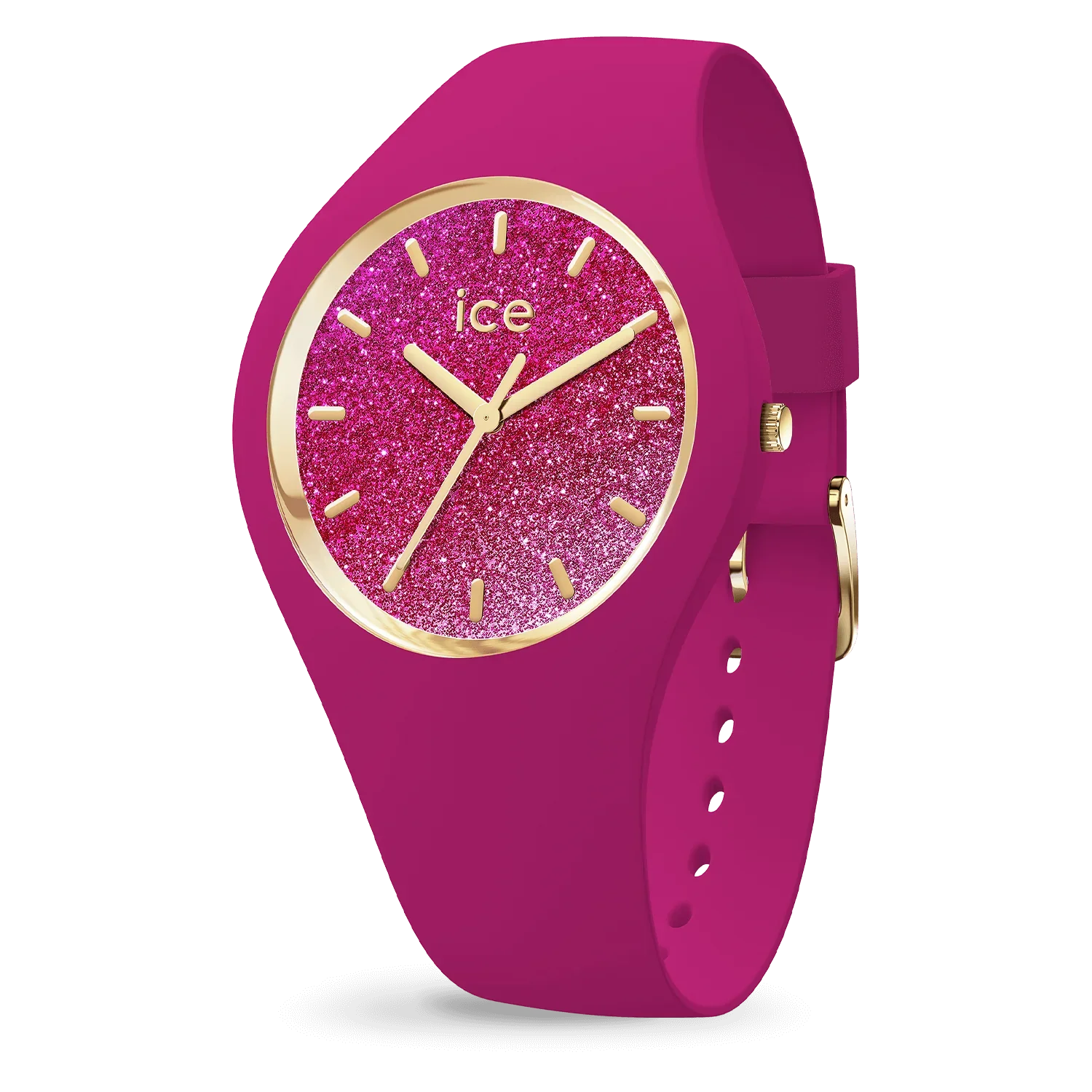 ICE glitter Fuschia Pink Watch 022575 with dazzling fuchsia strap and glitter gradient dial.