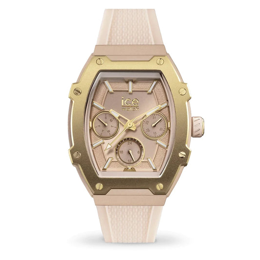 Creamy nude watch with rose gold-plated aluminum case and silicone strap, ICE Boliday Ladies 022864.