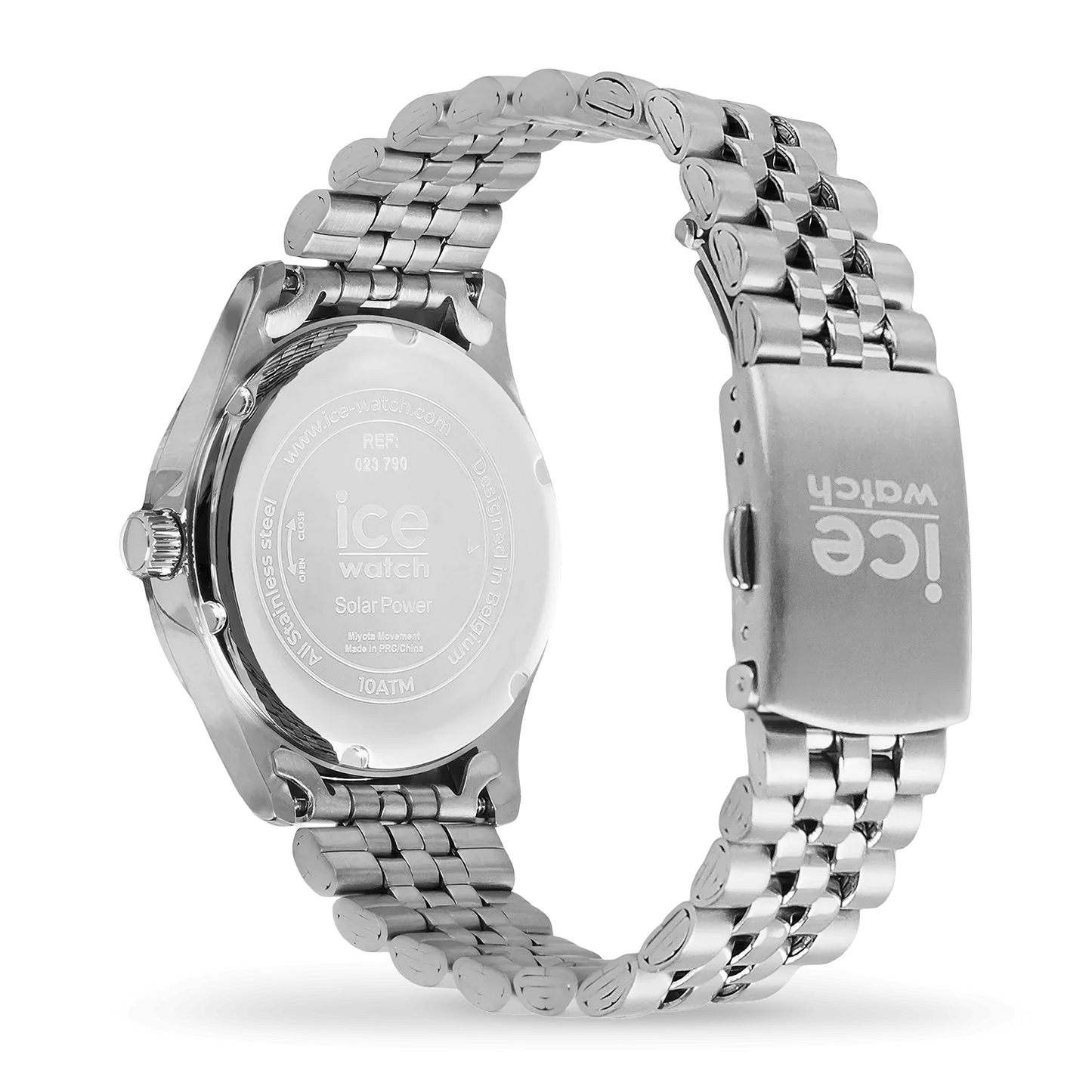 ICE steel Watch solar Silver Light Pink 023790 with silver case and bracelet.