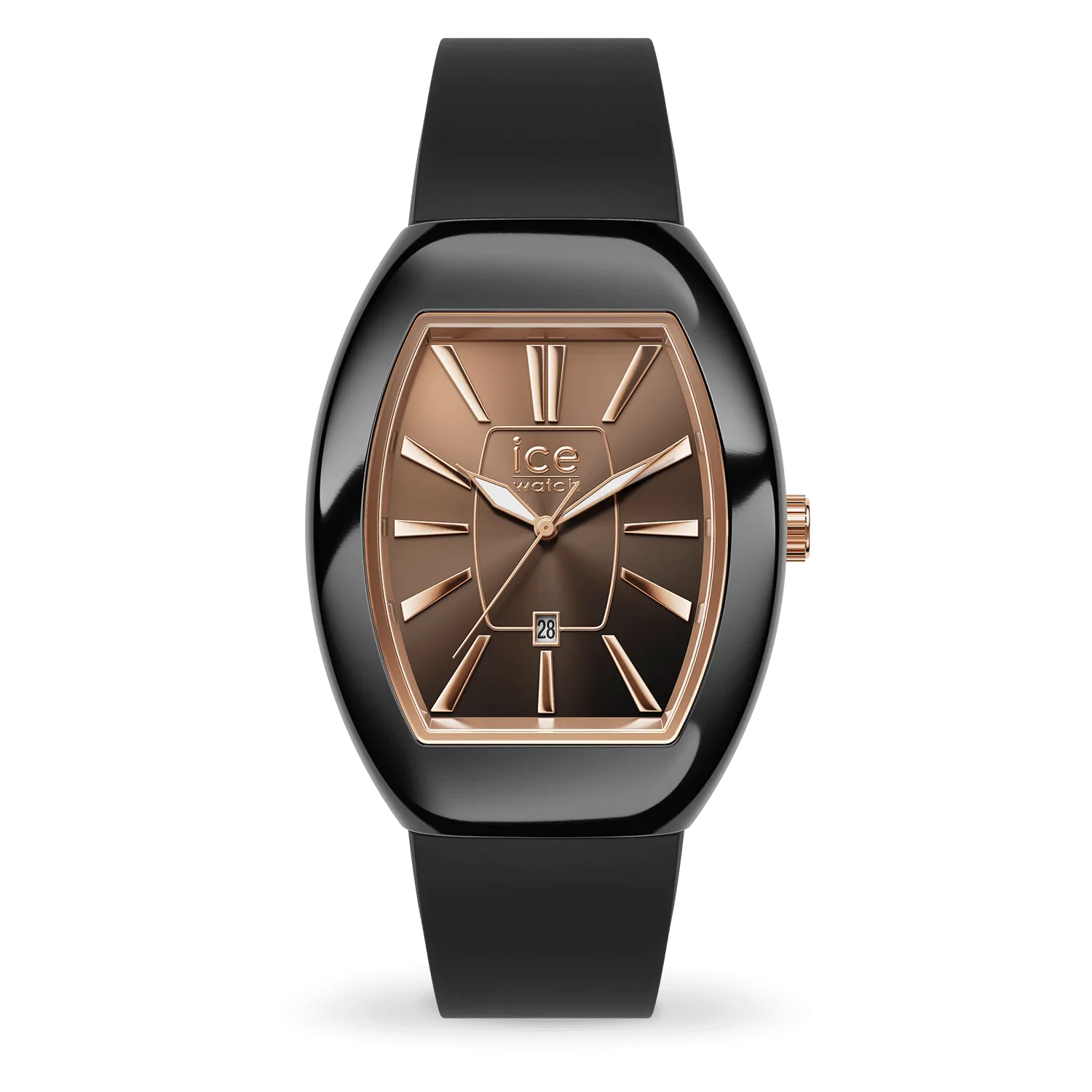 ICE boliday Black Sunset Rose-Gold Watch 024032 with gradient dial and black bracelet.