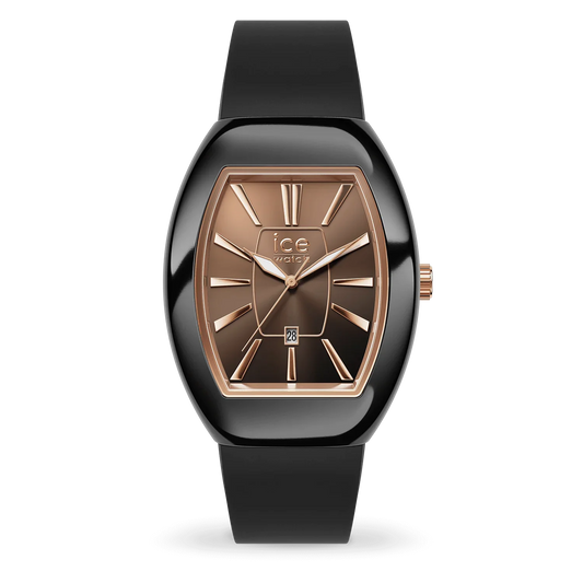 ICE boliday Black Sunset Rose-Gold Watch 024032 with gradient dial and black bracelet.