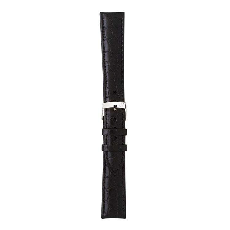 Morellato Liverpool crocodile grain calf leather watch strap in black.