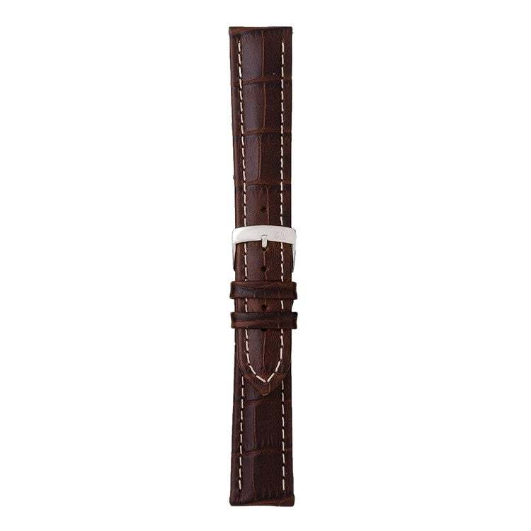 Morellato Plus alligator grain calf leather watch strap with cream contrast stitching.