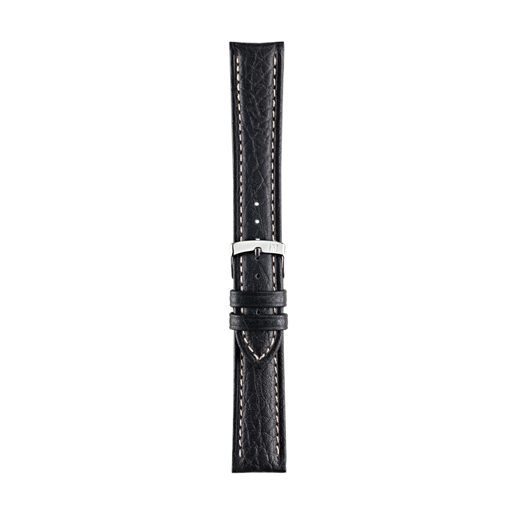 Morellato Kuga padded calf leather watch strap with sporty cream stitching.