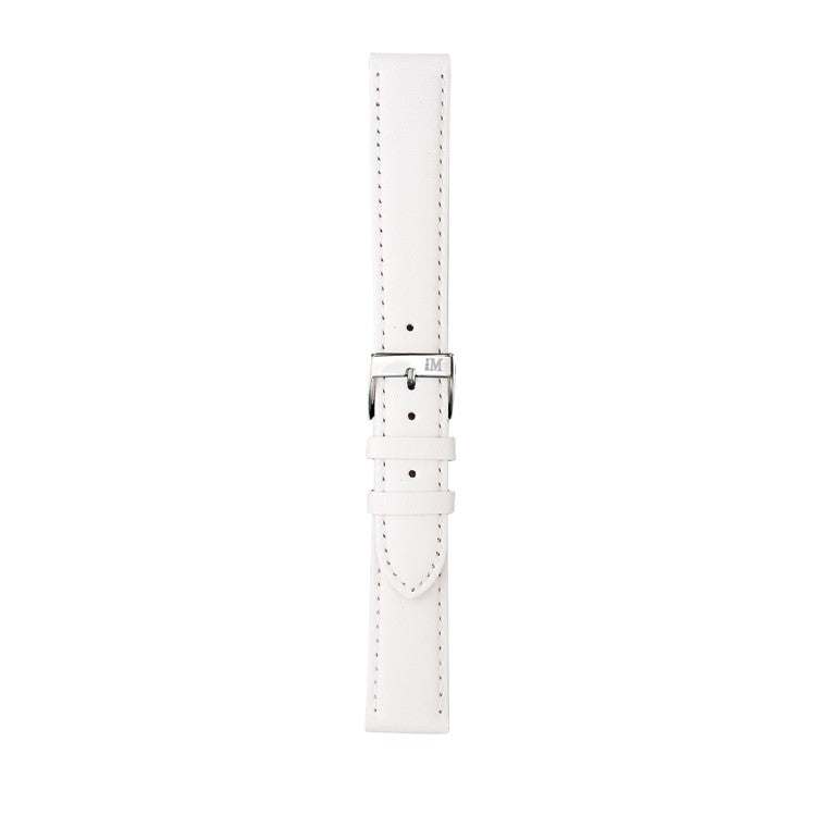 White Morellato GRAFIC calf leather watch strap with clean-cut edges and tonal stitching.