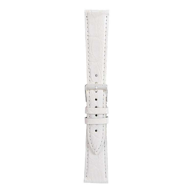 Luxury Morellato Tracy genuine crocodile watch strap in white, featuring expertly stitched edges and padded structure.