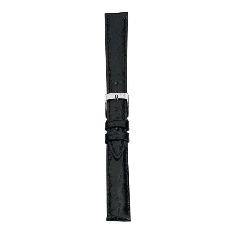 Morellato Tracy genuine crocodile watch strap in black with silver buckle, premium Colombian leather.
