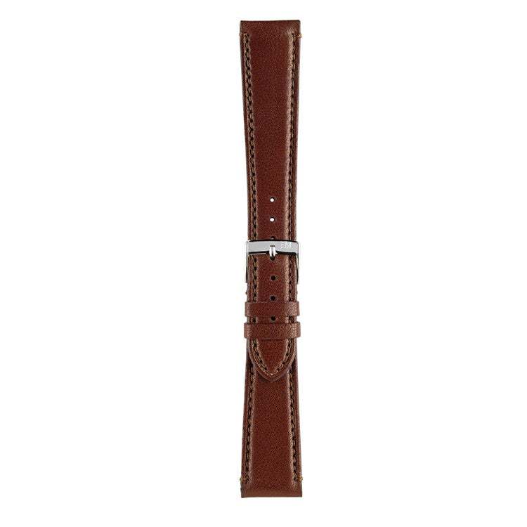 Handmade soft lambskin leather watch strap with luxury finish, brown color.