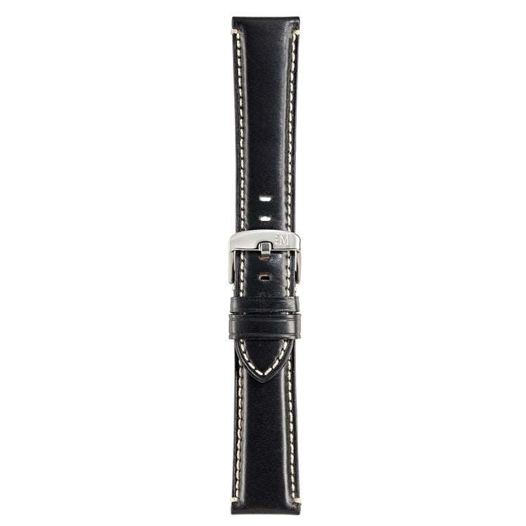 Giorgione calf leather watch strap with contrast stitching and square padding.