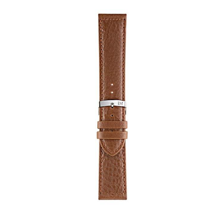 Morellato Panamera coated leather watch strap with a durable polyurethane top layer; elegant grain pattern and tonal stitching.