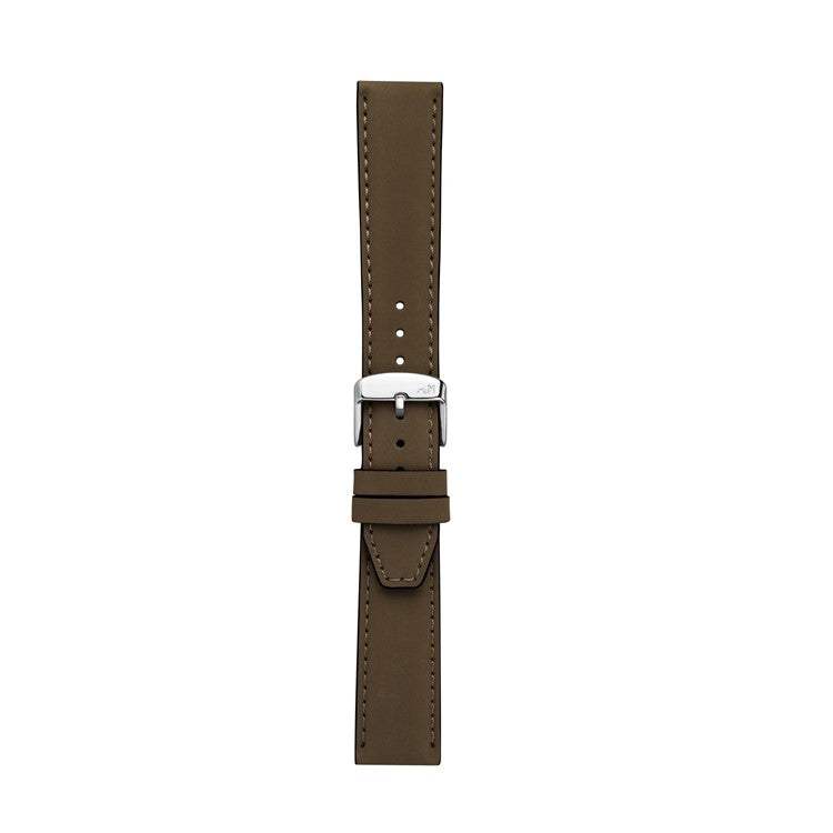 Morellato Square Coated Nubuck Leather Strap with polished steel buckle, minimalist design, and tonal stitching.