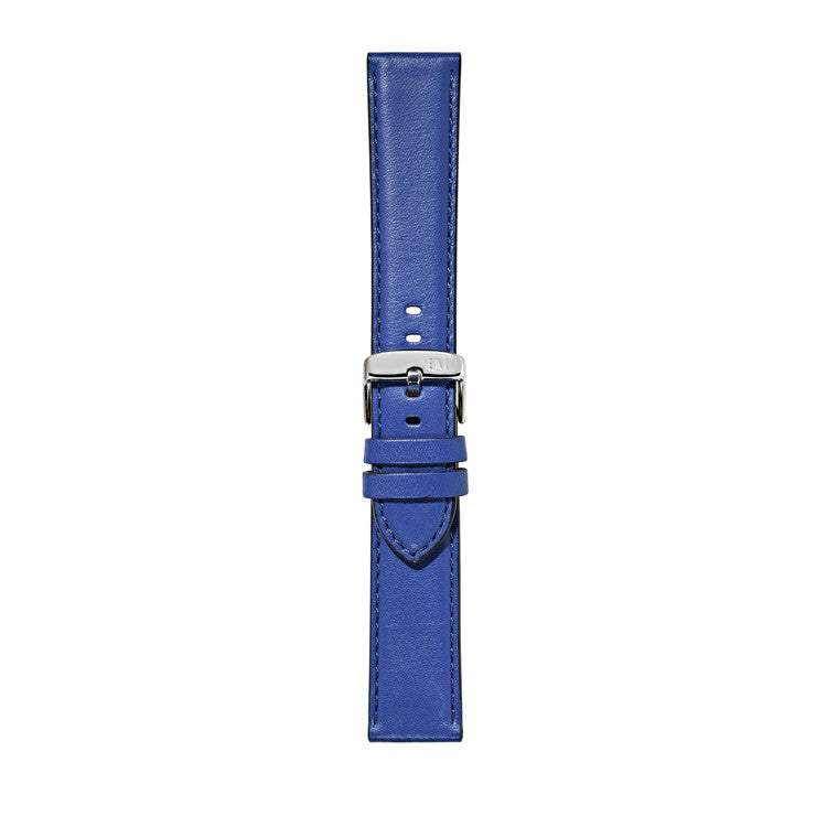 Morellato Croquet blue calf leather watch strap with polished buckle.