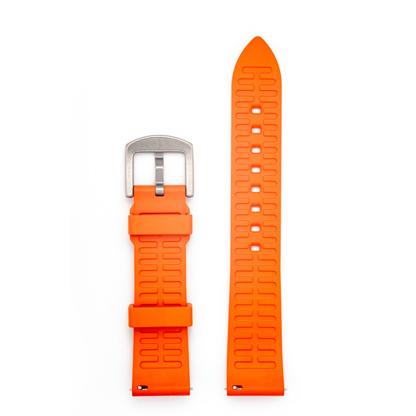 Orange Kennett FKM rubber watch strap 22mm with buckle clasp.