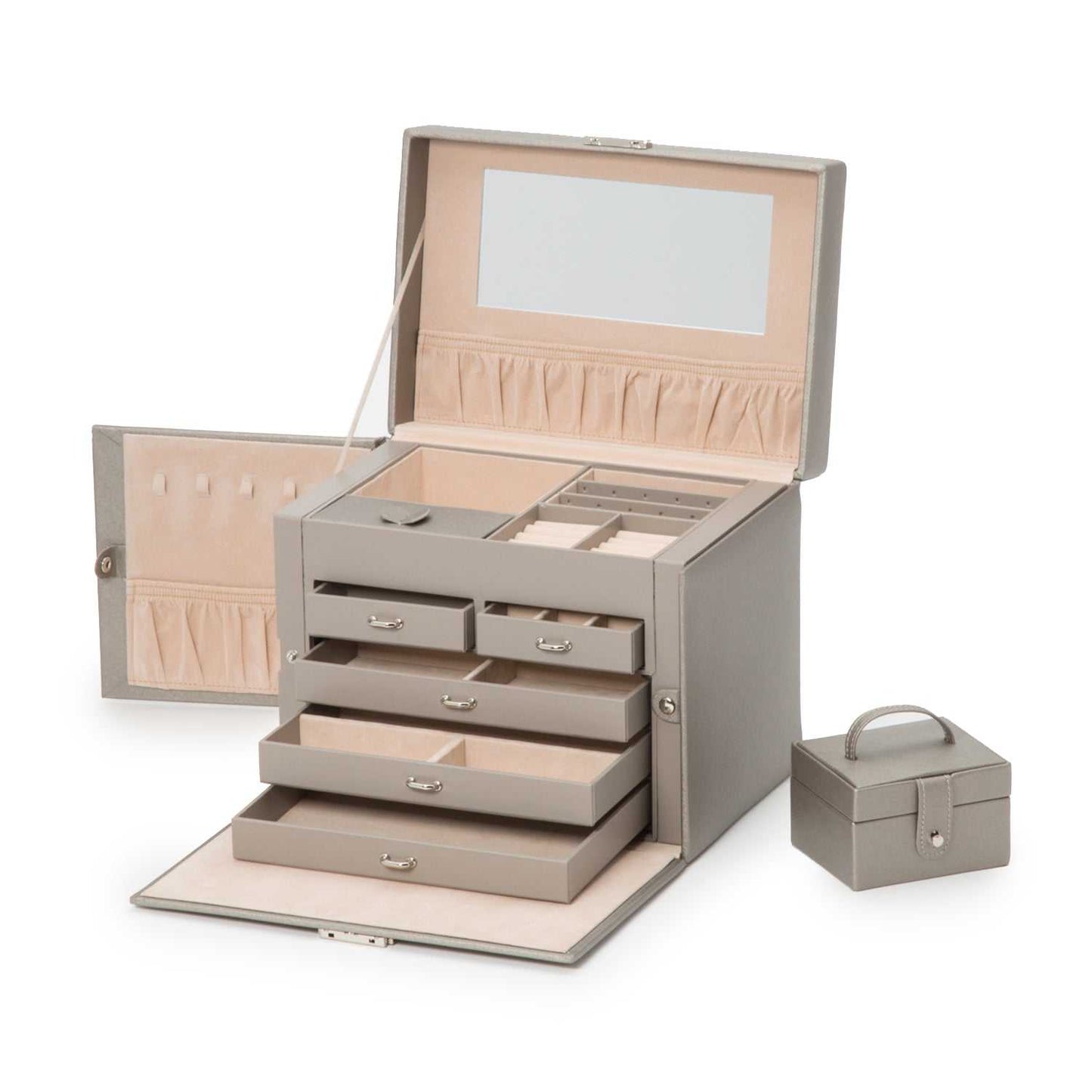 Watch Avenue UKWolf Heritage Medium Jewellery Box Pewter Saffiano 280134Watch Avenue UK