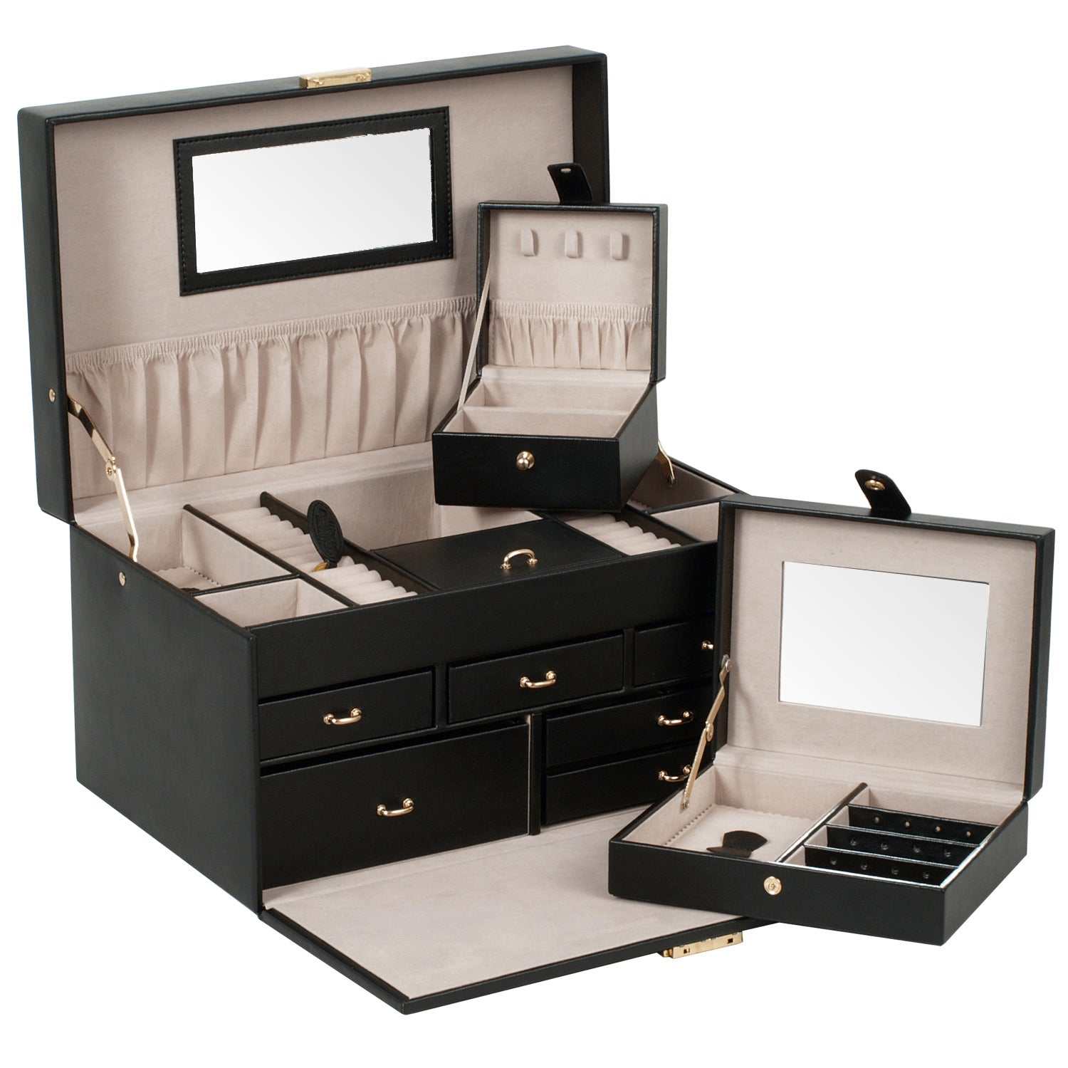 Jewellery BoxWolf Heritage Large Jewellery Box Black 280202Introducing the Wolf Heritage Large Jewellery Box in timeless Black (Model: 280202) – where classic style meets functional design for the perfect blend of sophistica