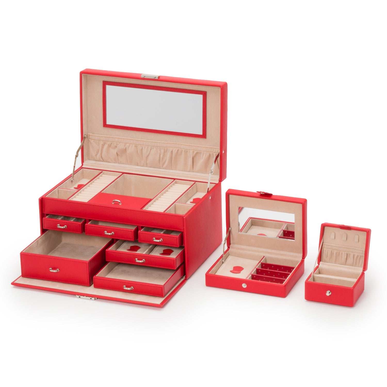 Watch Avenue UKJewellery BoxWolf Heritage Large Jewellery Box Red Saffiano 280214Watch Avenue UK