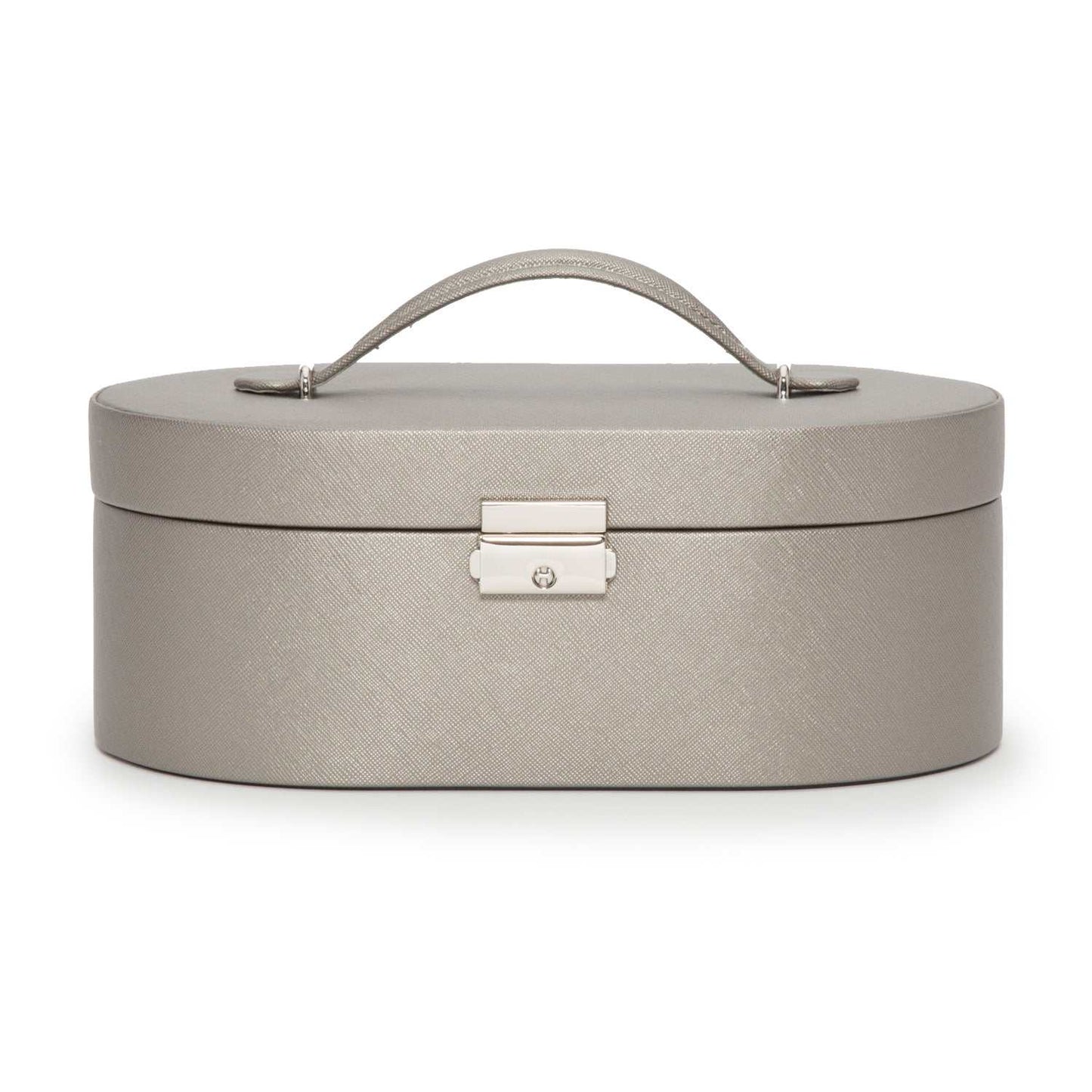 Watch Avenue UKJewellery BoxWolf Heritage Oval Jewellery Box Pewter Saffiano 280534Watch Avenue UK