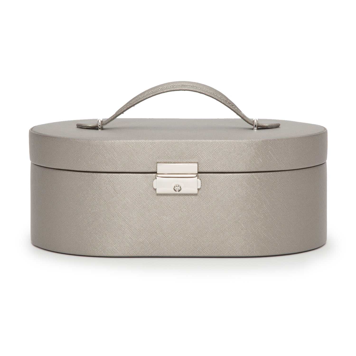 Watch Avenue UKJewellery BoxWolf Heritage Oval Jewellery Box Pewter Saffiano 280534Watch Avenue UK