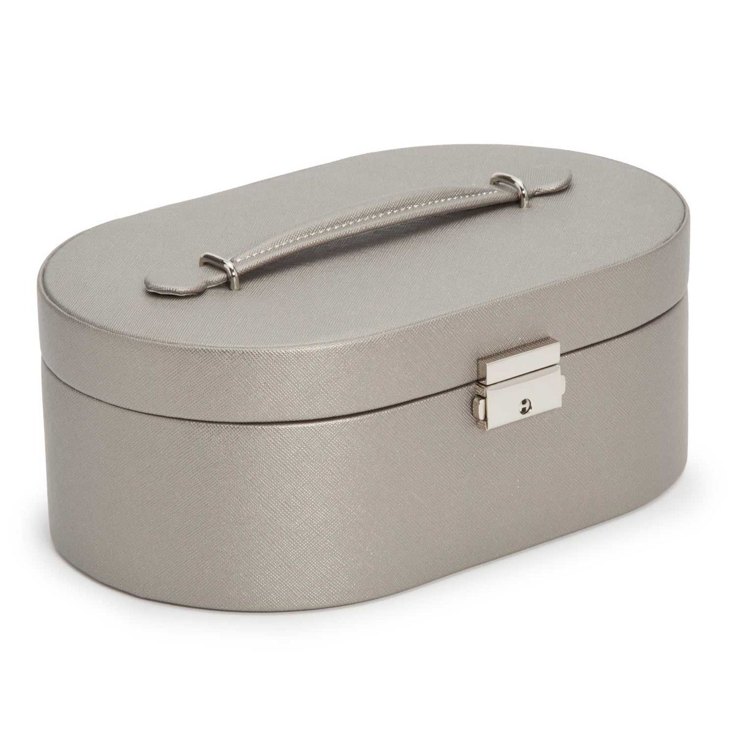 Watch Avenue UKJewellery BoxWolf Heritage Oval Jewellery Box Pewter Saffiano 280534Watch Avenue UK