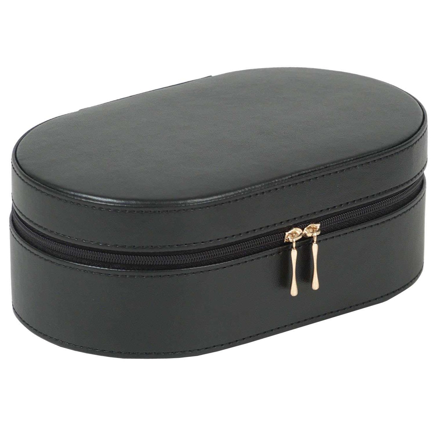 Watch Avenue UKJewellery BoxWolf Heritage Oval Zip Case Jewellery Box Black 280602Watch Avenue UK