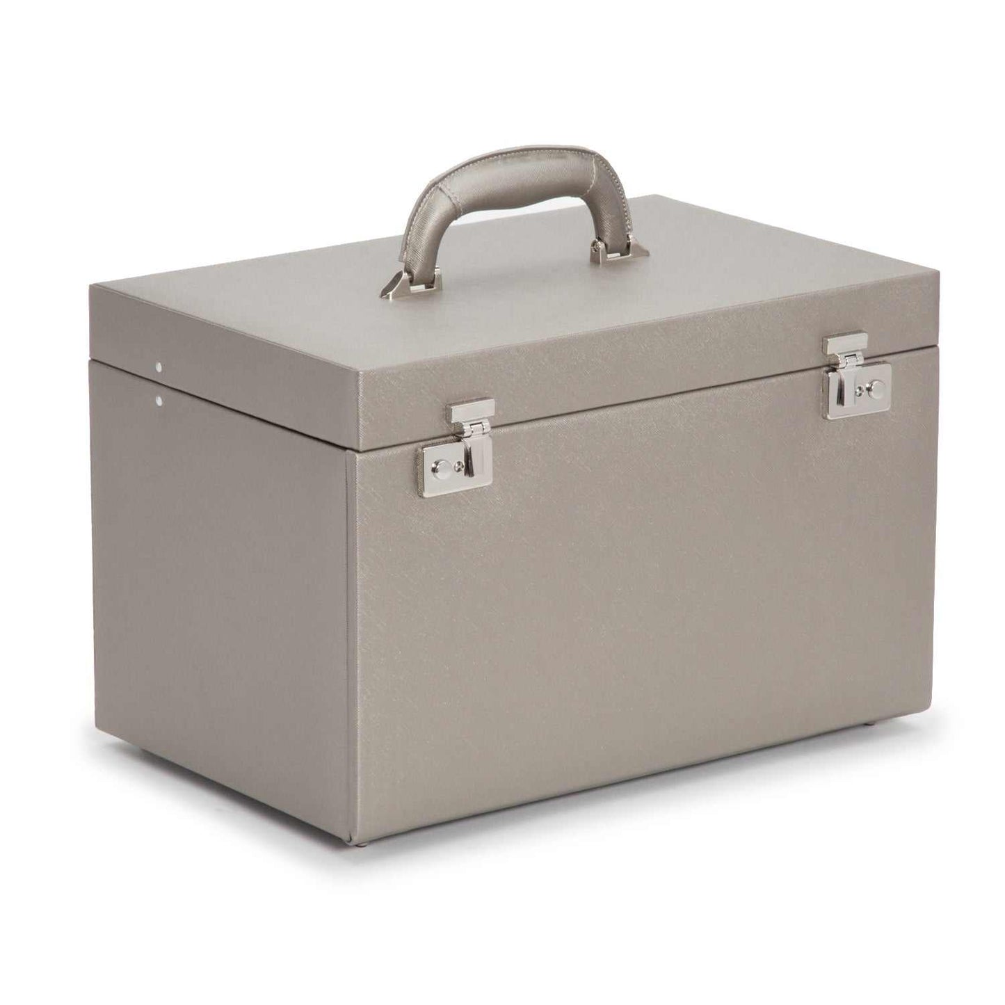 Jewellery BoxWolf Heritage Jewelry Armoire Pewter Saffiano 280834Introducing the 280834 Wolf Heritage Jewelry Armoire in sophisticated Pewter Saffiano – a stunning blend of unique style and functional design. Elevate your jewelry