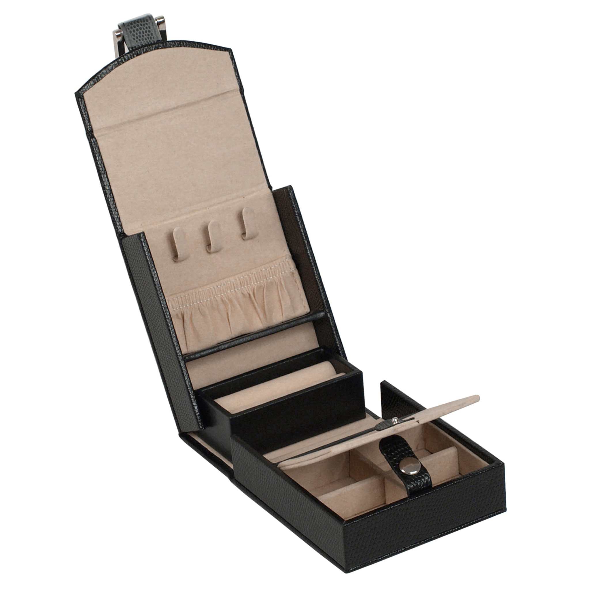 Jewellery BoxWolf Heritage Fold-Out Travel Black Jewellery Box 281202Introducing the Wolf Heritage Fold-Out Travel Black Jewellery Box (Model: 281202)– a perfect marriage of classic design and vibrant aesthetics. Elevate your jewelry