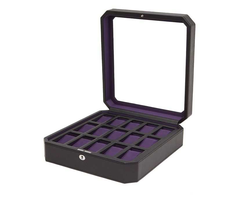 Wolf Heritage Windsor 15 Piece Watch Box Black/Purple 458503