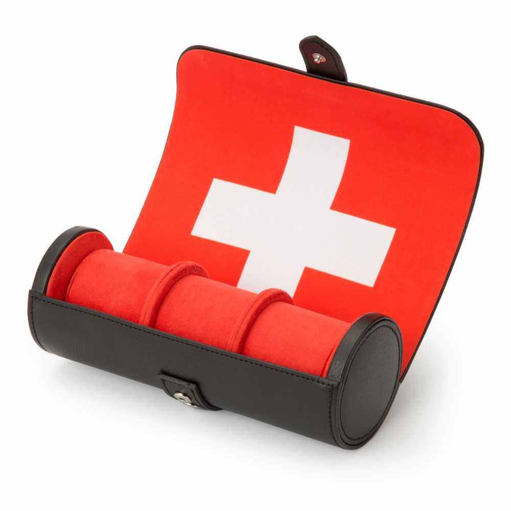 Watch RollWolf Navigator Watch Roll Swiss Flag 470804Introducing the Wolf Navigator Watch Roll in Swiss Flag design (Model 470804) – the perfect accessory for showcasing your patriotism while keeping your timepieces sa