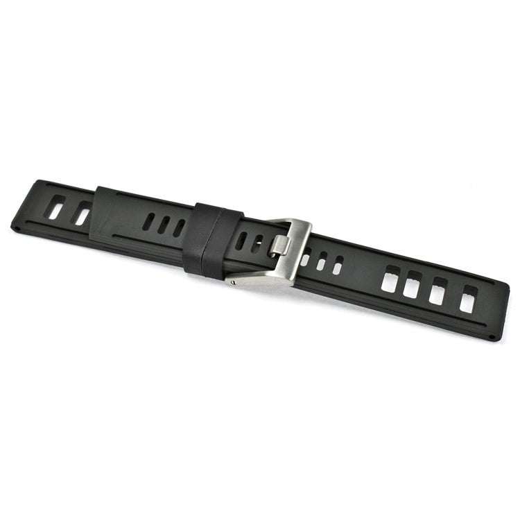 Premium silicone watch strap with cut-out design and stainless steel buckle.