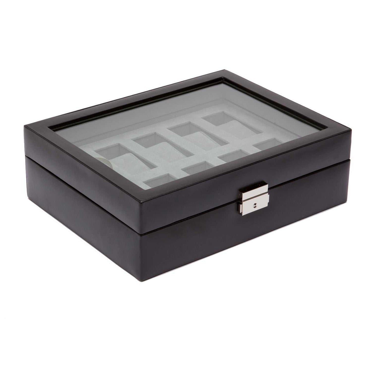 HERITAGE 10 PIECE BLACK WATCH BOX 99507The Heritage Men's collection offers functional, classically designed pieces for your everyday use. This case includes 10 watch compartments, key & lock, glass c
