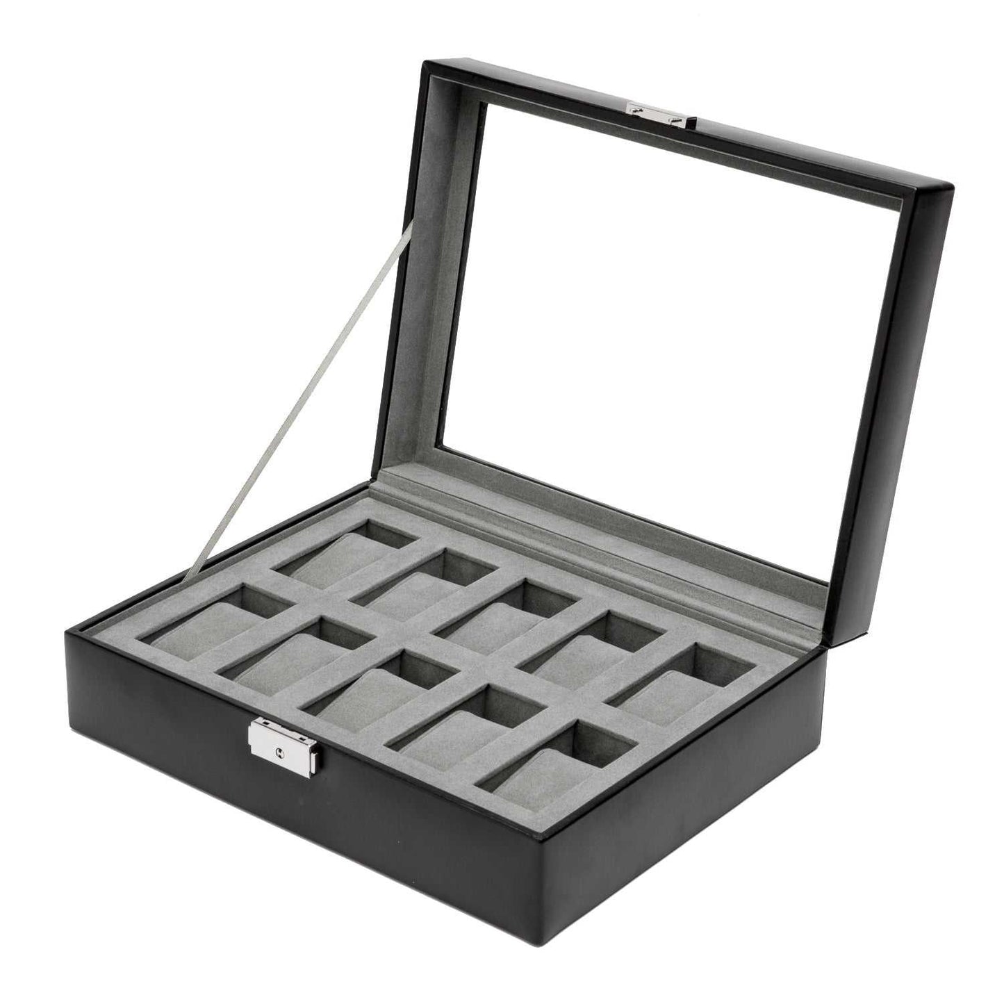 HERITAGE 10 PIECE BLACK WATCH BOX 99507The Heritage Men's collection offers functional, classically designed pieces for your everyday use. This case includes 10 watch compartments, key & lock, glass c