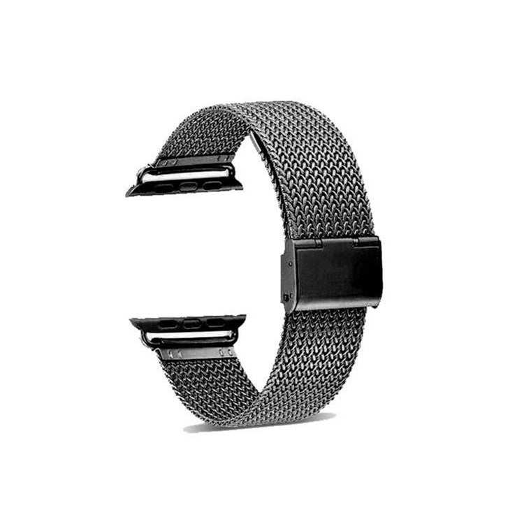 Milanese mesh style metal Apple smart watch strap in sleek design.