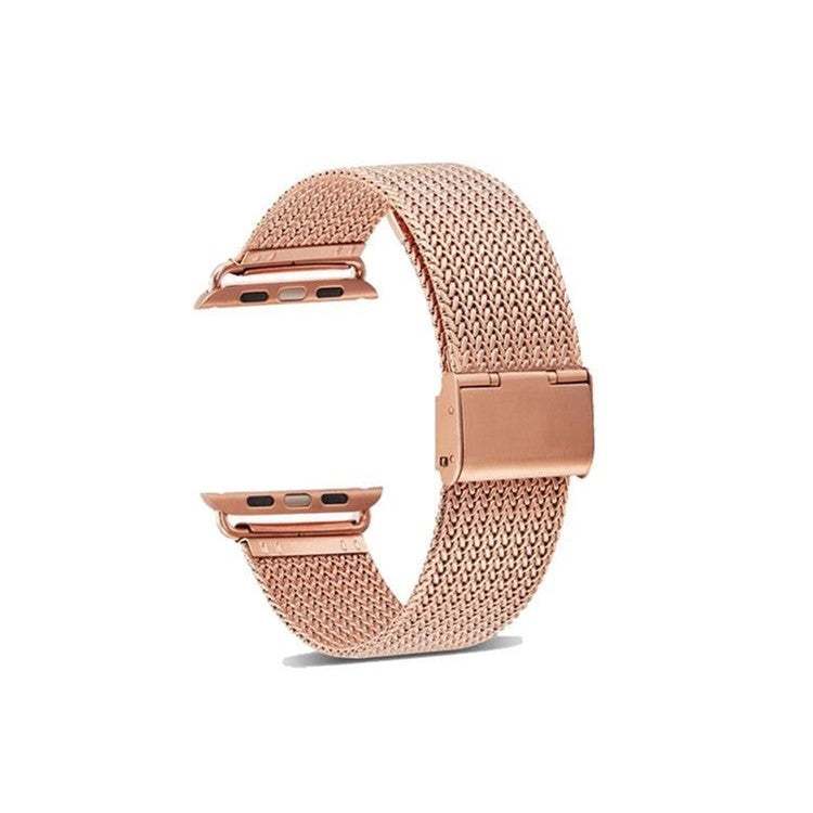 Milanese Mesh Style Metal Apple Smart Watch Strap in rose gold for 42/44/45/49mm models.