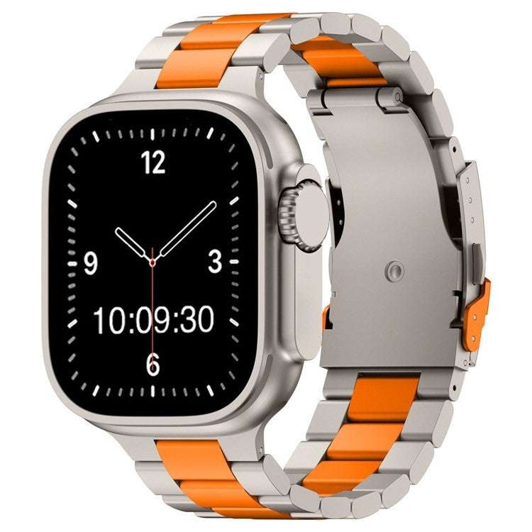 3-Link Titanium & Orange Apple Watch Bracelet | Lightweight & Durable