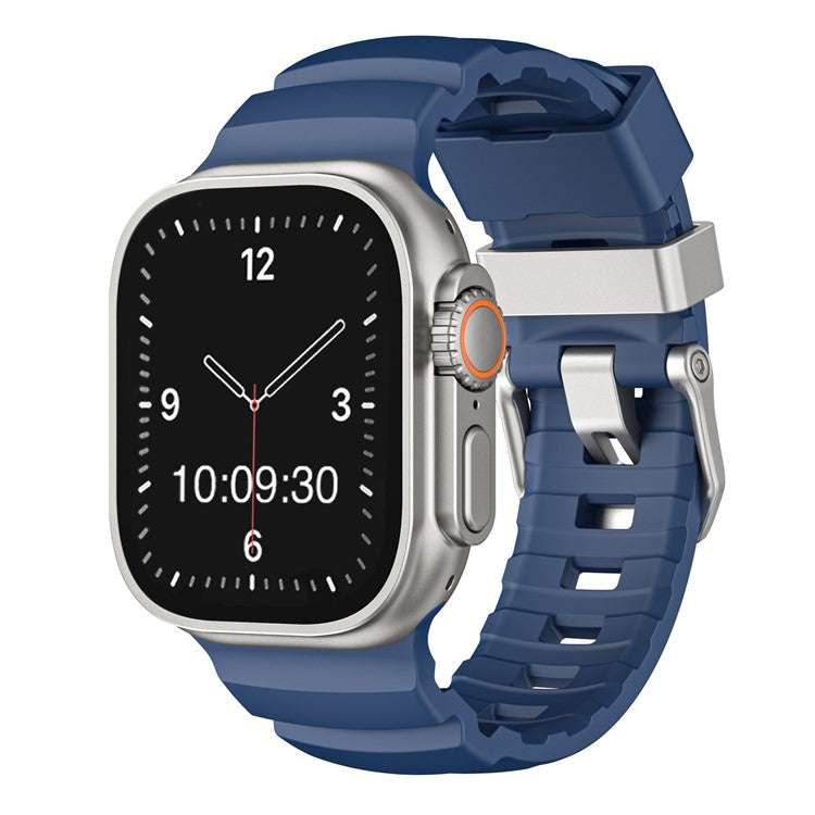 Premium FKM Rubber Strap for Apple Watch – Black/Silver Options