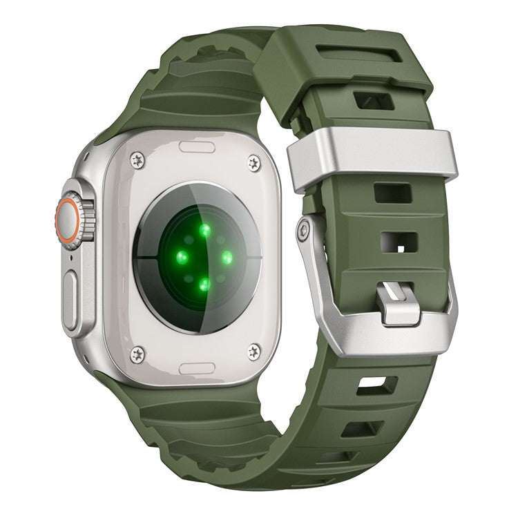 Premium FKM Rubber Strap for Apple Watch – Black/Silver Options