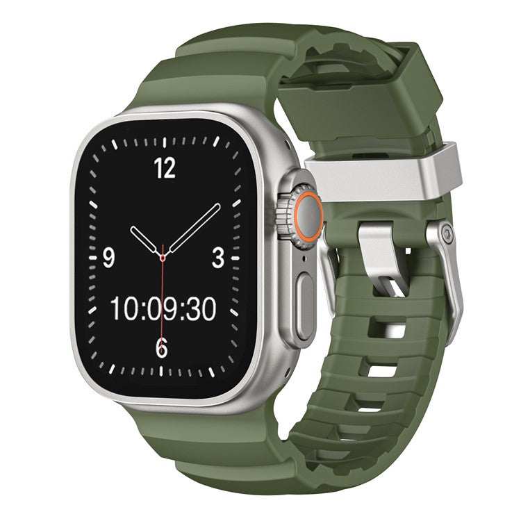 Premium FKM Rubber Strap for Apple Watch – Black/Silver Options