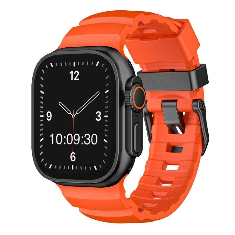 Premium FKM Rubber Strap for Apple Watch – Black/Silver Options