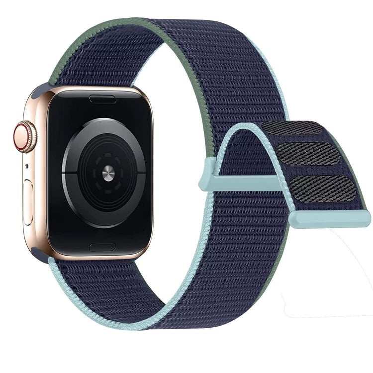 Woven nylon sport loop strap for Apple Watch, featuring a fine weave pattern and loop closure for durability and comfort.