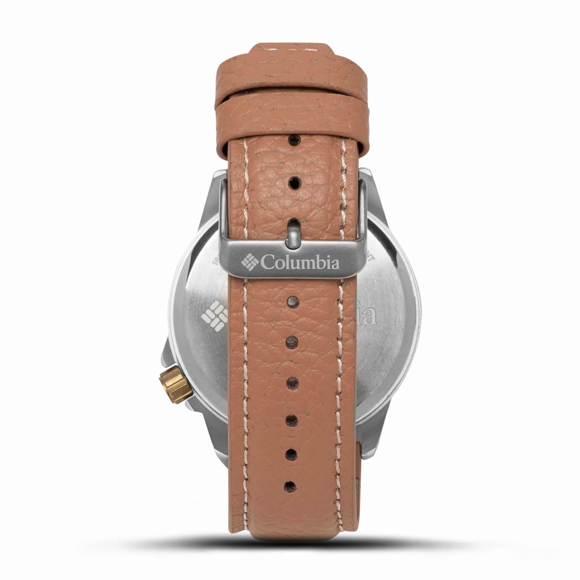 WatchColumbia Watch Viewmont Steel Colour White Dial Camel Leather Strap