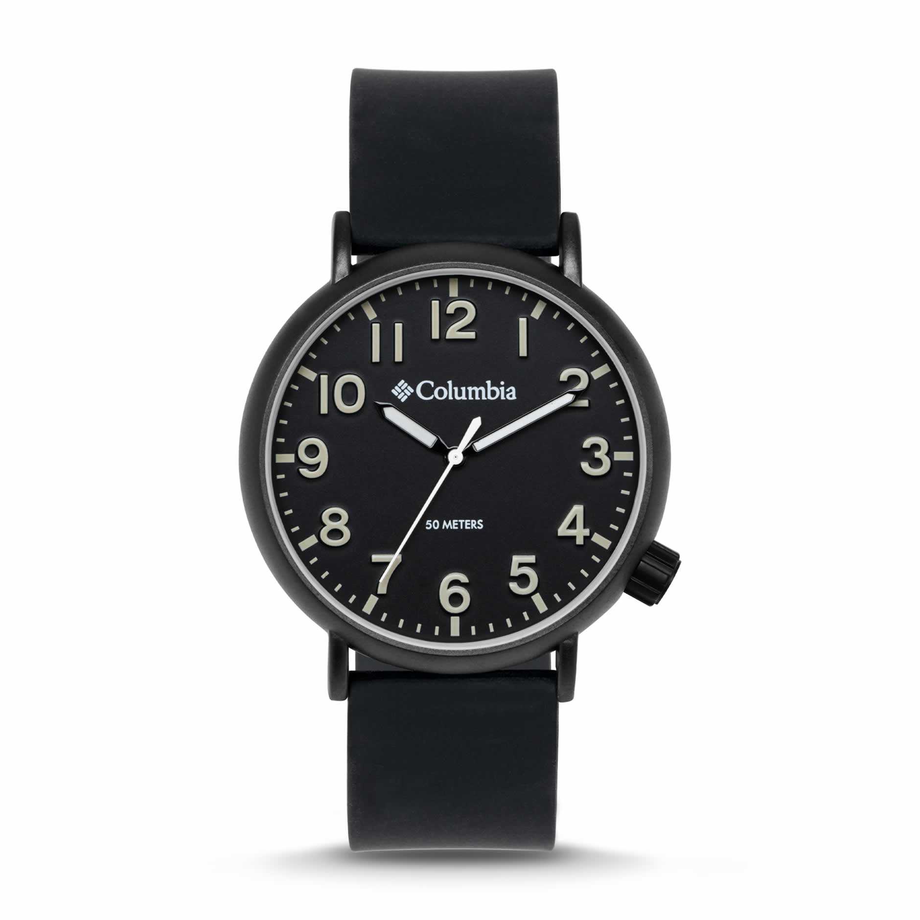 WatchColumbia Watch Trailbanks Black Case Black Dial Black Silicone Strap