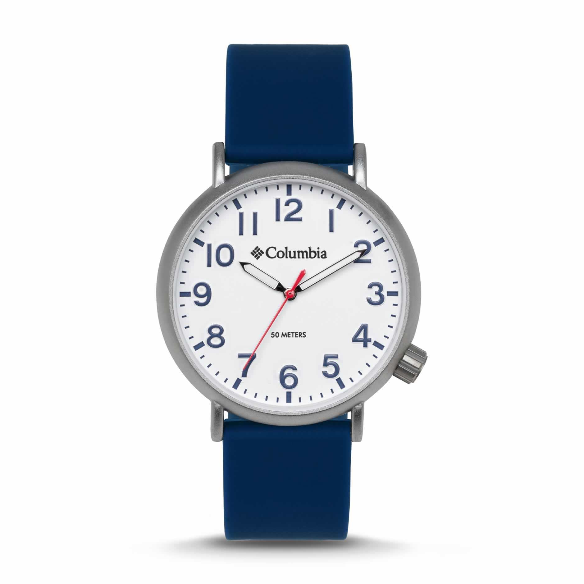 WatchColumbia Watch Trailbanks Steel Colour White Dial Blue Silicone Strap
