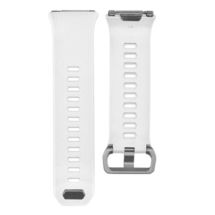 White Fitbit Ionic compatible straps in sizes S and L.