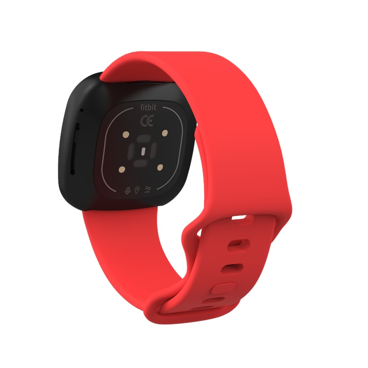 Red Fitbit Versa 3 compatible strap for workout and daily wear.