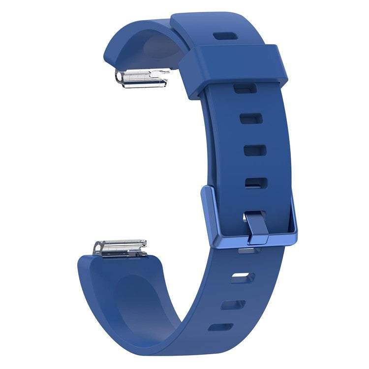 Blue Fitbit Inspire compatible strap, size adaptable, offering comfort and style.
