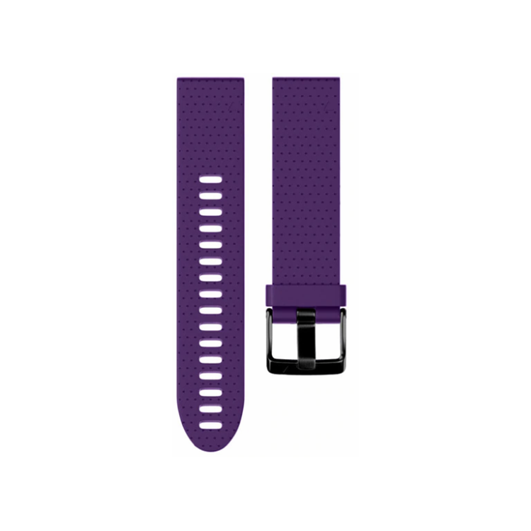 Purple silicone watch strap with black buckle compatible with Garmin Fenix 5S / 5S Plus, durable and stylish.