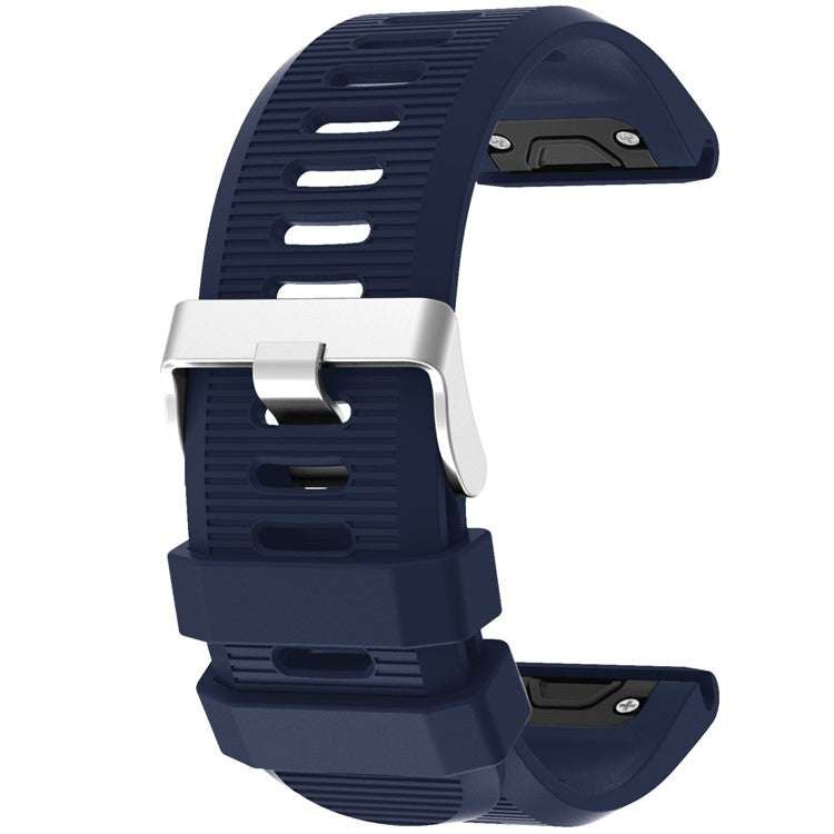 Silicone strap with silver buckle for Garmin Fenix 6X, designed for comfort, durability, and active lifestyles.