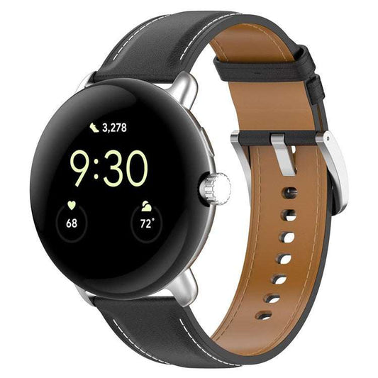 Plain leather watch strap for Google Pixel® Model 1, sleek and durable.