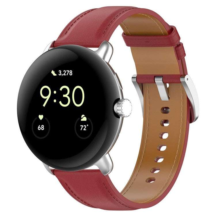 Plain leather watch strap for Google Pixel Model 1, minimalist style, durable design.