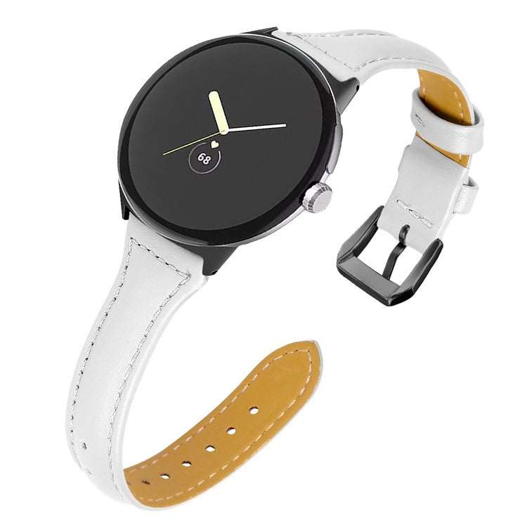 Google Pixel Model 1 slim plain leather watch strap with sleek design.